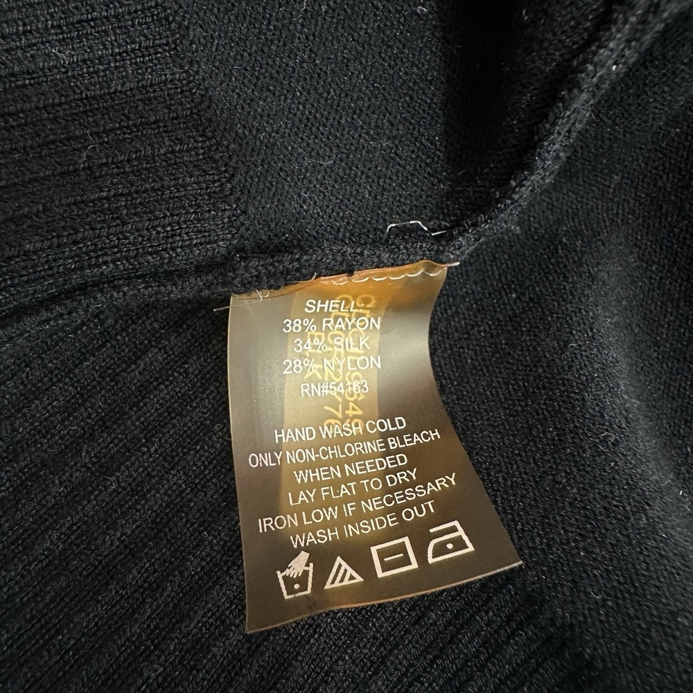 Calvin Klein Cropped Sequin Cardigan‎ 3/4 Sleeve Black Sweater Open Womens M - Picture 8 of 10